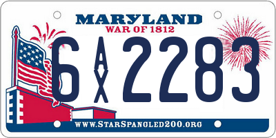 MD license plate 6AX2283