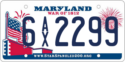MD license plate 6AX2299