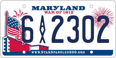 MD license plate 6AX2302