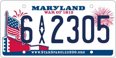 MD license plate 6AX2305