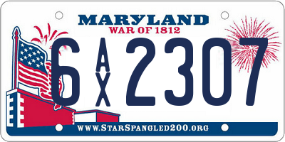 MD license plate 6AX2307