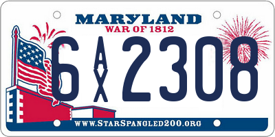 MD license plate 6AX2308