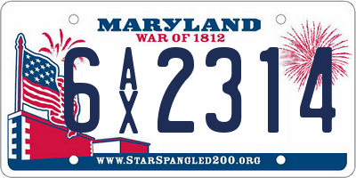 MD license plate 6AX2314