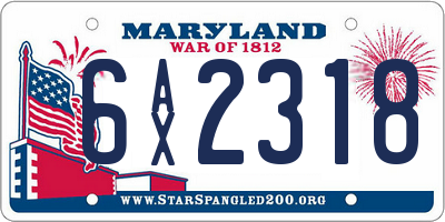 MD license plate 6AX2318