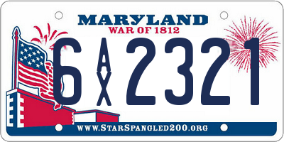 MD license plate 6AX2321