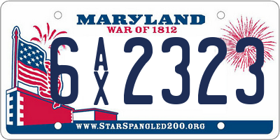 MD license plate 6AX2323