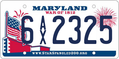MD license plate 6AX2325