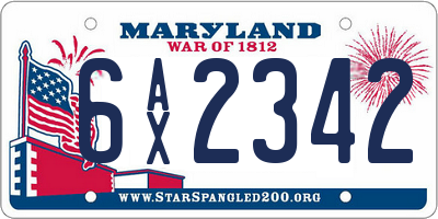 MD license plate 6AX2342