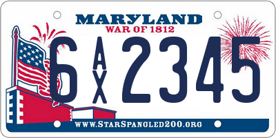 MD license plate 6AX2345