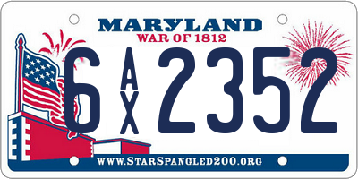 MD license plate 6AX2352