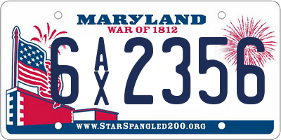 MD license plate 6AX2356