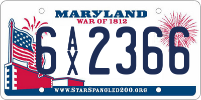 MD license plate 6AX2366