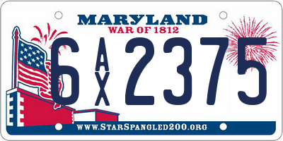 MD license plate 6AX2375