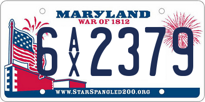 MD license plate 6AX2379
