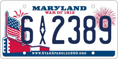 MD license plate 6AX2389