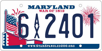 MD license plate 6AX2401