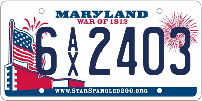 MD license plate 6AX2403