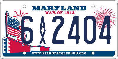 MD license plate 6AX2404