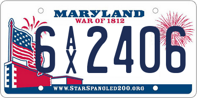 MD license plate 6AX2406