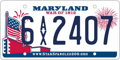 MD license plate 6AX2407