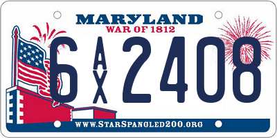 MD license plate 6AX2408