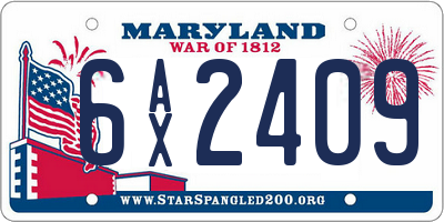 MD license plate 6AX2409