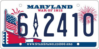 MD license plate 6AX2410