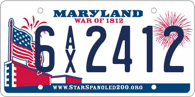 MD license plate 6AX2412
