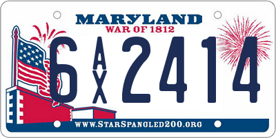 MD license plate 6AX2414