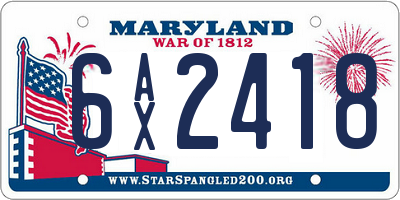 MD license plate 6AX2418
