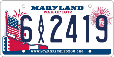 MD license plate 6AX2419