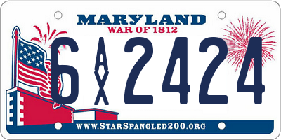 MD license plate 6AX2424
