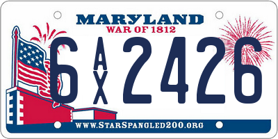 MD license plate 6AX2426