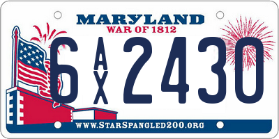 MD license plate 6AX2430