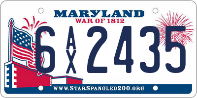 MD license plate 6AX2435