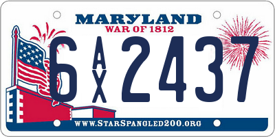 MD license plate 6AX2437