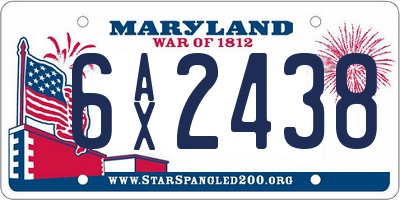 MD license plate 6AX2438