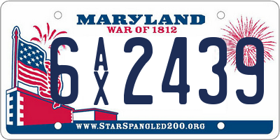 MD license plate 6AX2439