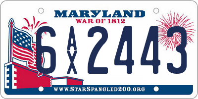 MD license plate 6AX2443