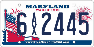 MD license plate 6AX2445