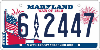 MD license plate 6AX2447