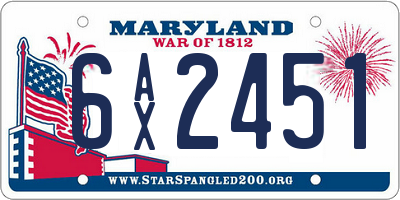 MD license plate 6AX2451