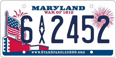 MD license plate 6AX2452