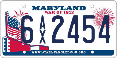 MD license plate 6AX2454