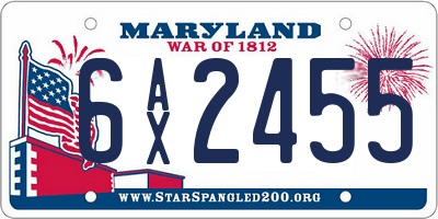 MD license plate 6AX2455