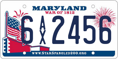 MD license plate 6AX2456