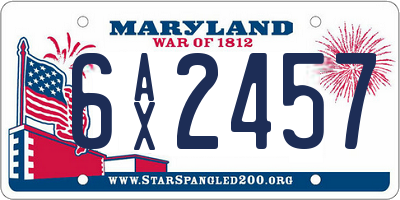 MD license plate 6AX2457