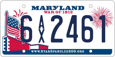 MD license plate 6AX2461