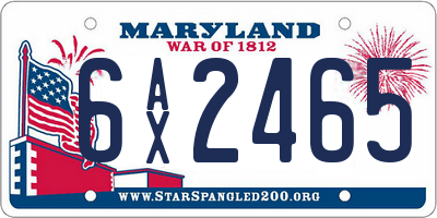 MD license plate 6AX2465