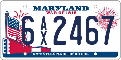 MD license plate 6AX2467